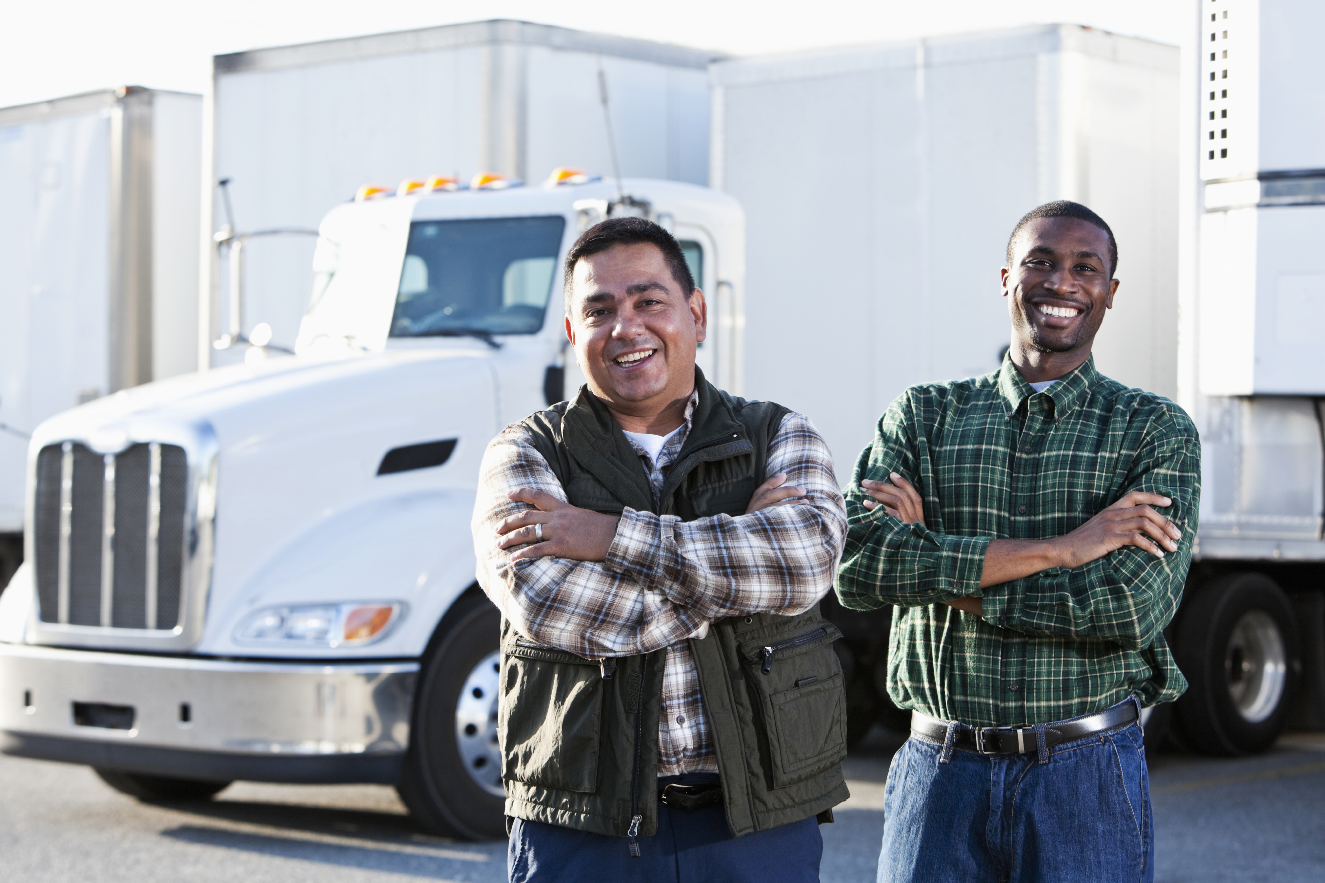 Multi-ethnic truck drivers